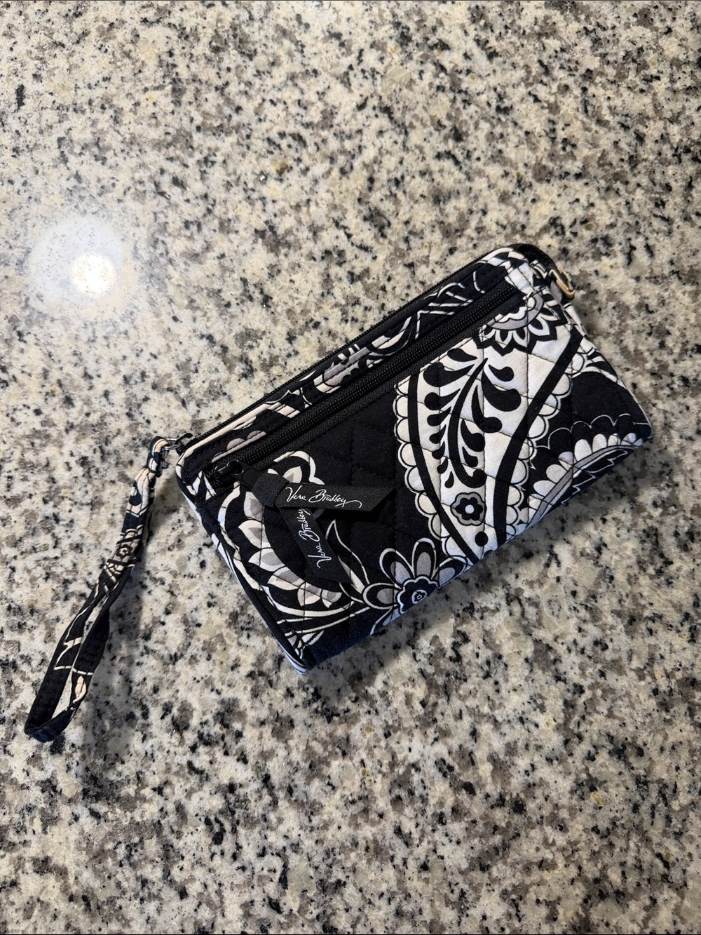 Vera Bradley Midnight Paisley and Houndstooth Quilted Wristlet